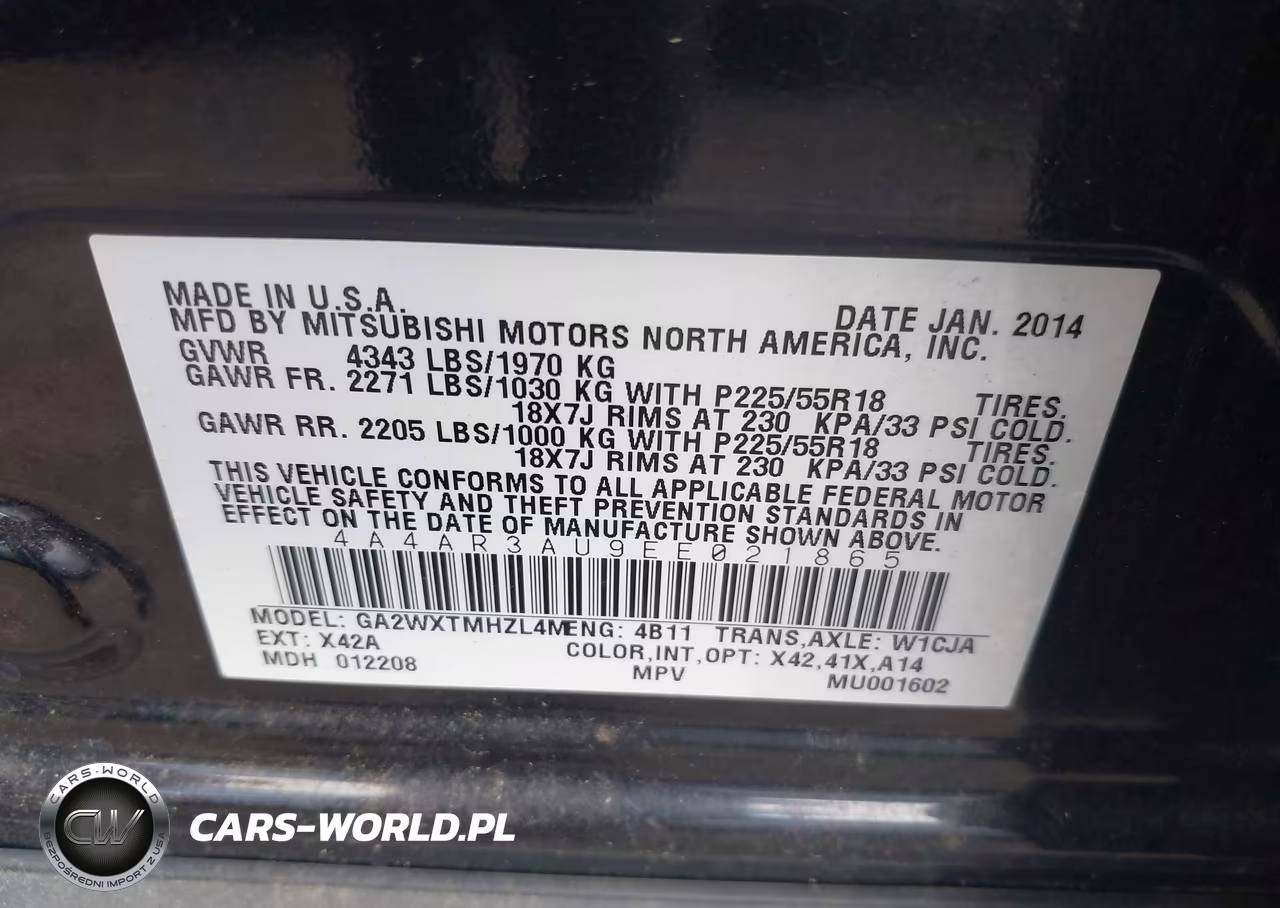 2014 Mitsubishi Outlander Sport Es VIN:4A4AR3AU9EE021865 - 9