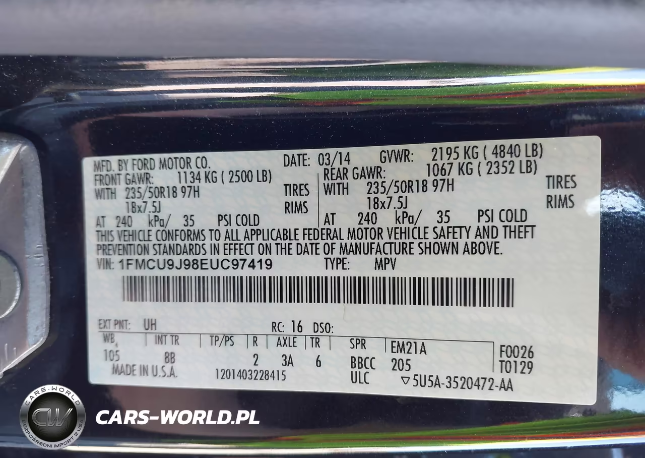 2014 Ford Escape Titanium VIN:1FMCU9J98EUC97419 - 9