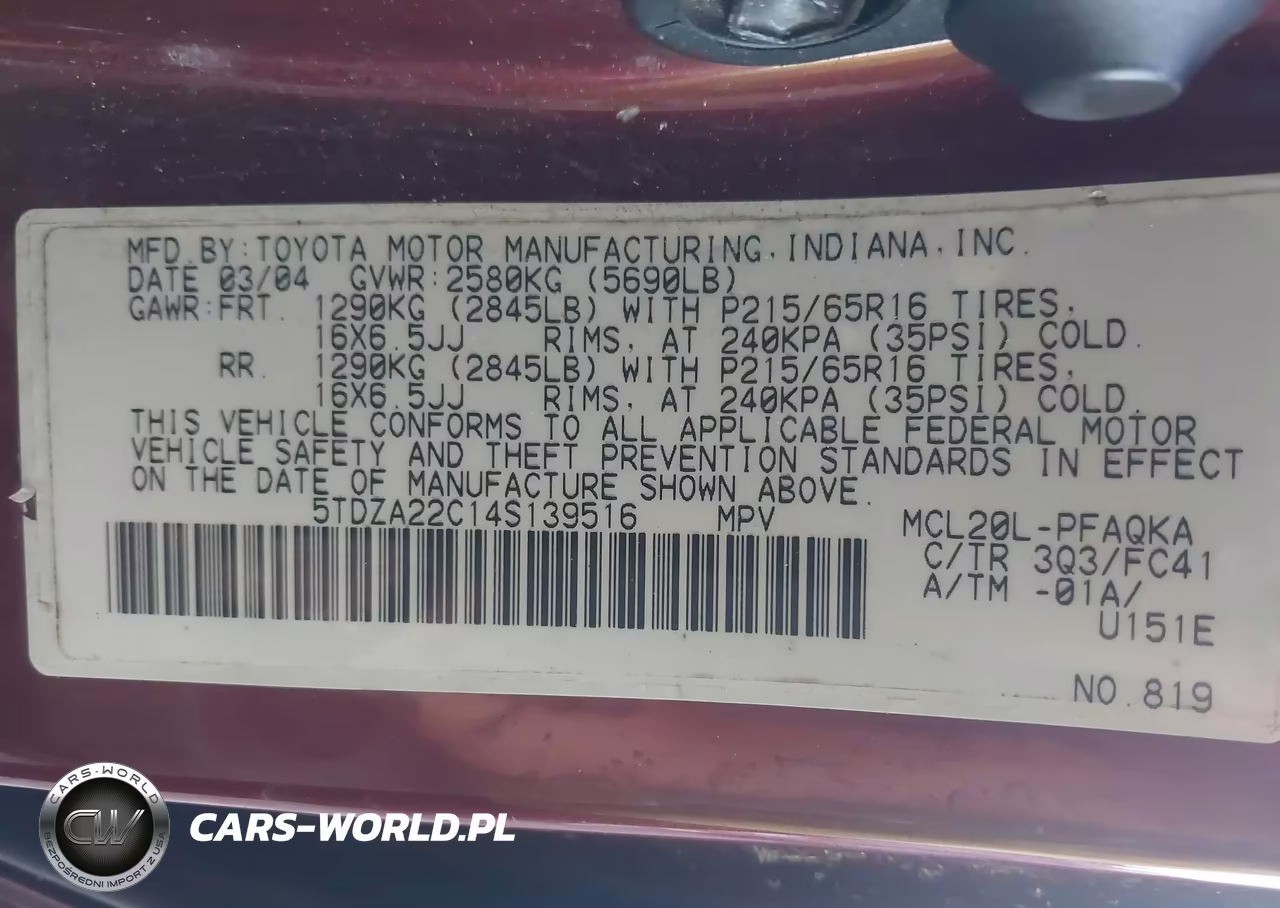 2004 Toyota Sienna Xle VIN:5TDZA22C14S139516 - 9