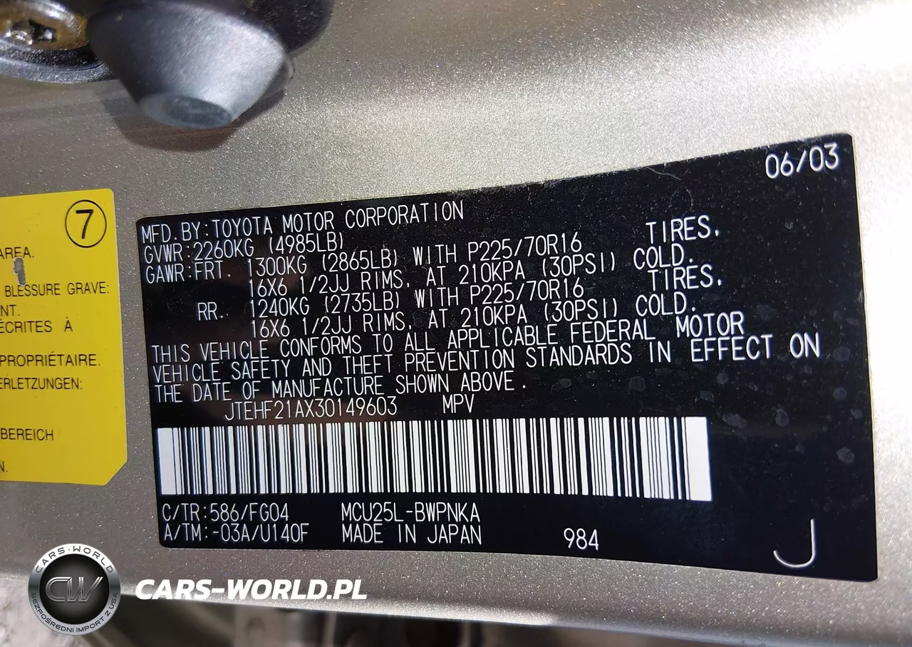 2003 Toyota Highlander V6 VIN:JTEHF21AX30149603 - 9
