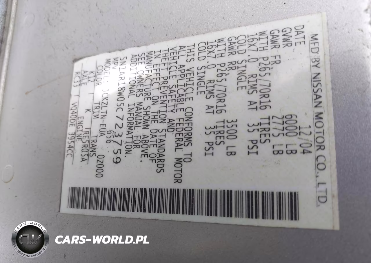 2005 Nissan Pathfinder Se VIN:5N1AR18W05C723759 - 9