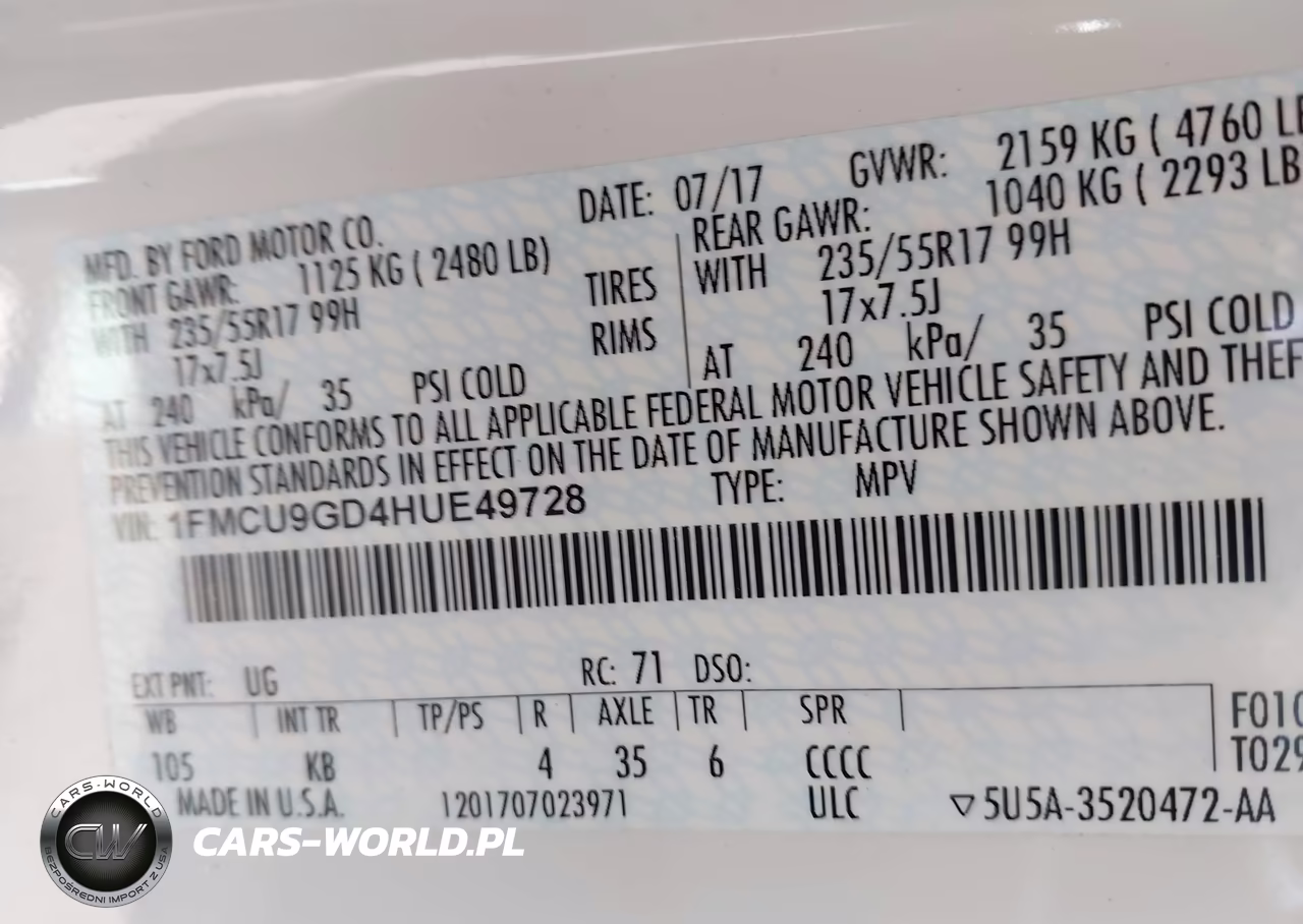2017 Ford Escape Se VIN:1FMCU9GD4HUE49728 - 9