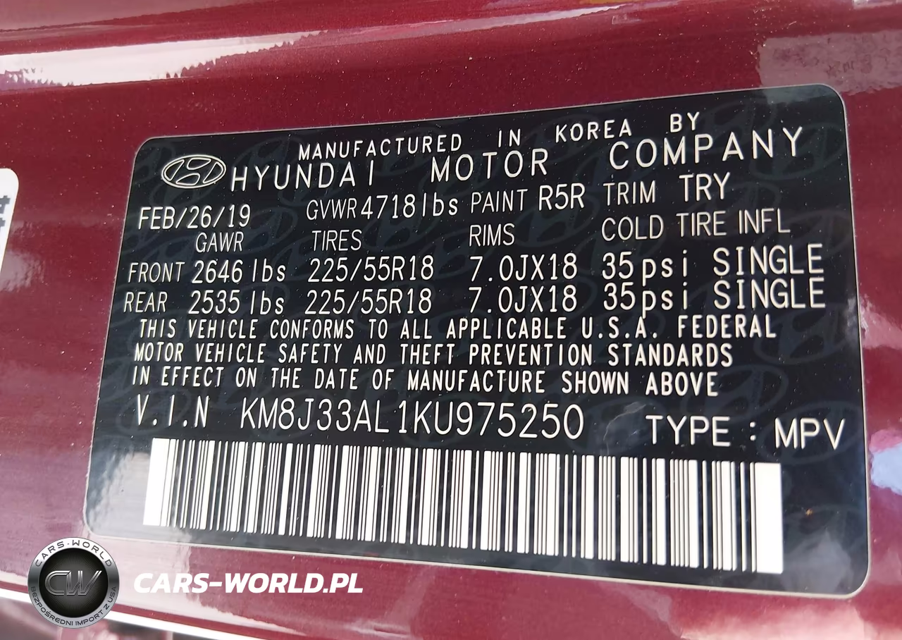 2019 Hyundai Tucson Ultimate VIN:KM8J33AL1KU975250 - 9