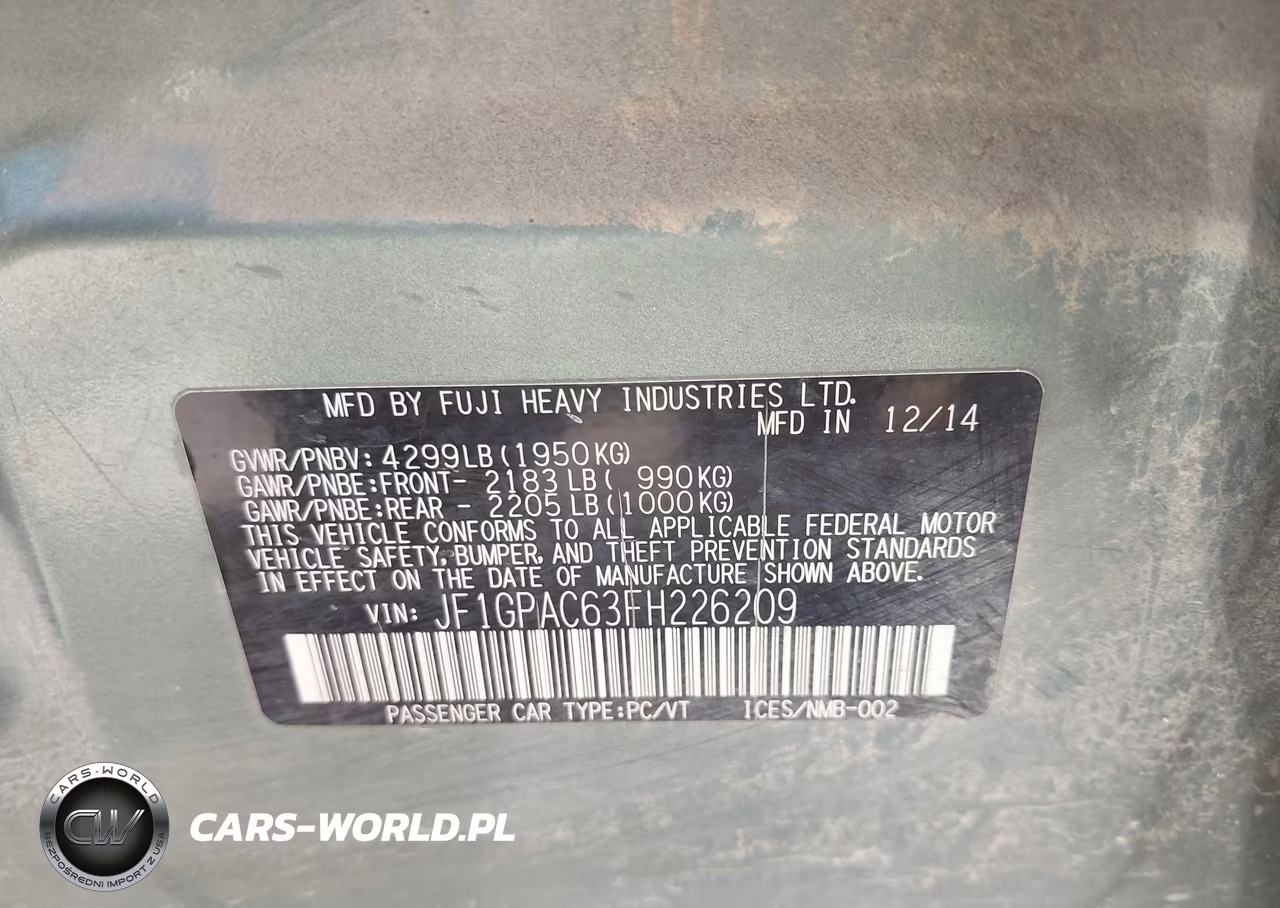 2015 Subaru Impreza 2.0I Premium VIN:JF1GPAC63FH226209 - 9