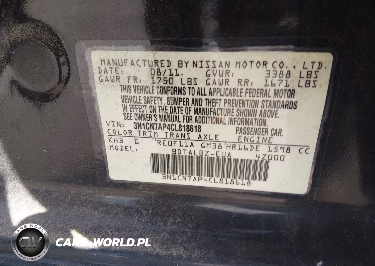 2012 Nissan Versa 1.6 Sv VIN:3N1CN7AP4CL818618 - 9