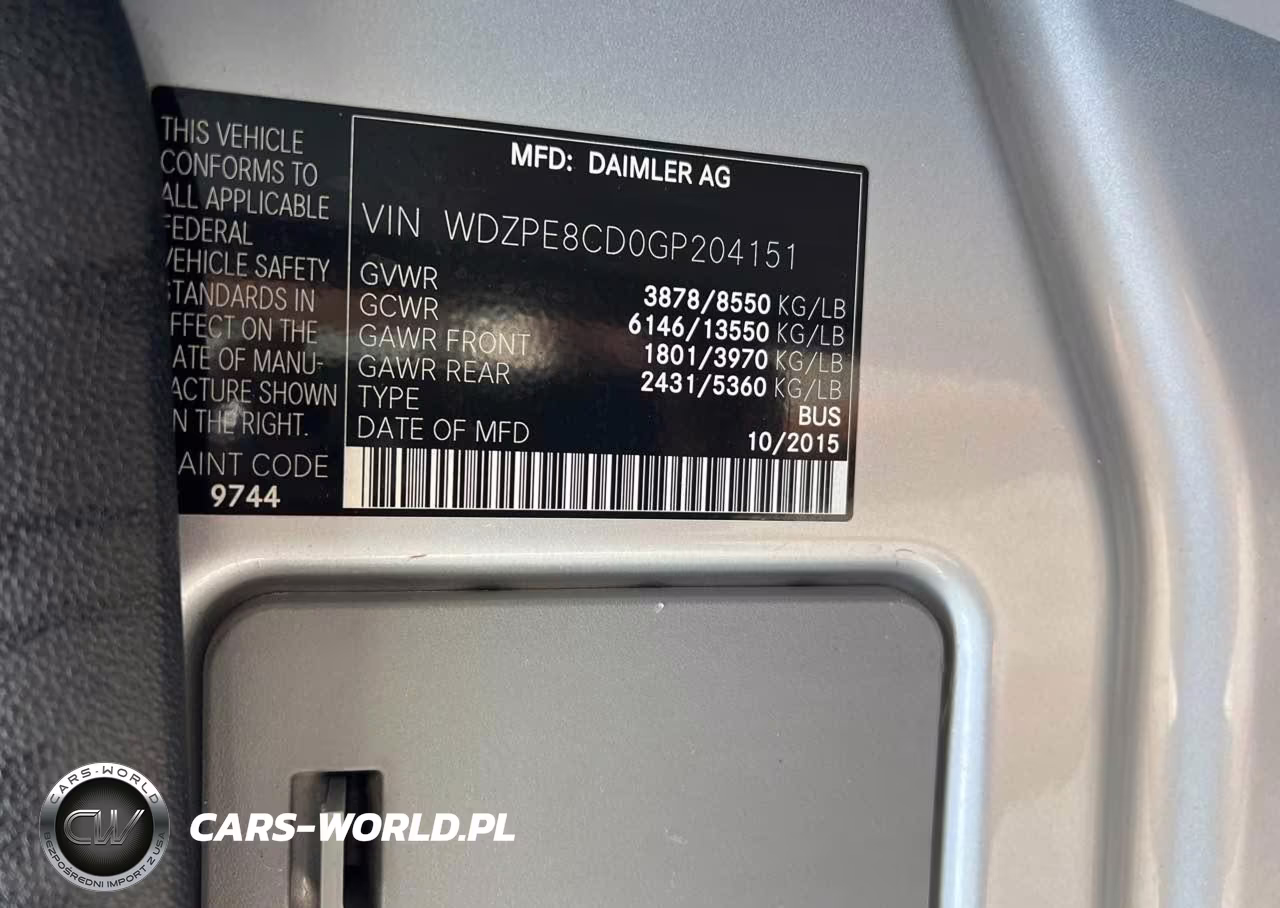 2016 Mercedes-Benz Sprinter 2500 VIN:WDZPE8CD0GP204151 - 9