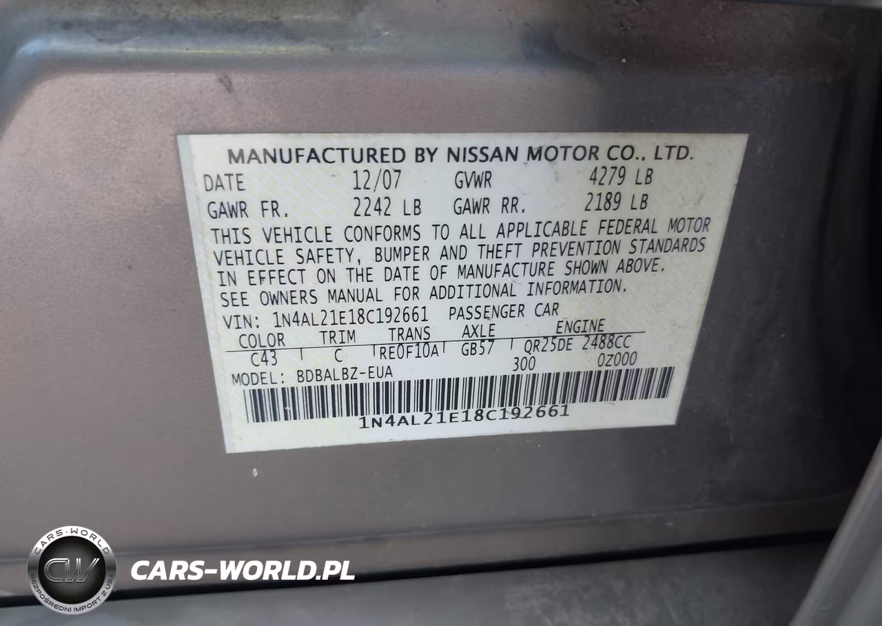 2008 Nissan Altima 2.5 S VIN:1N4AL21E18C192661 - 9