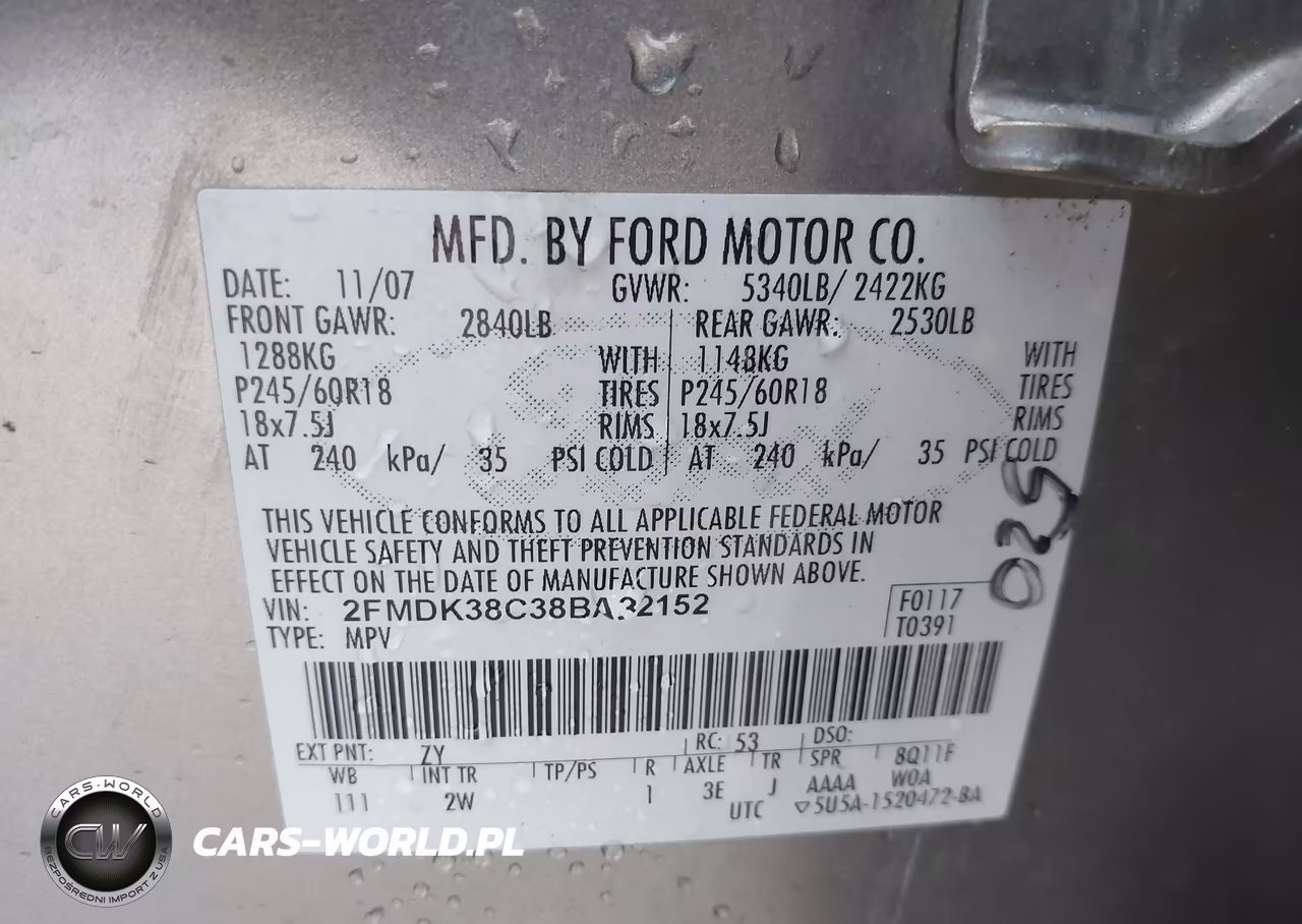 2008 Ford Edge Sel VIN:2FMDK38C38BA32152 - 9