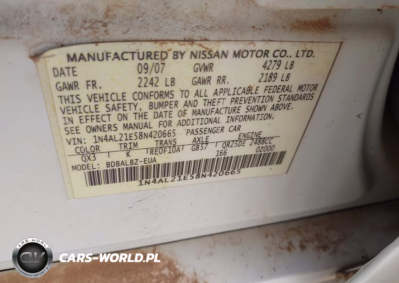 2008 Nissan Altima 2.5 S VIN:1N4AL21E58N420665 - 9