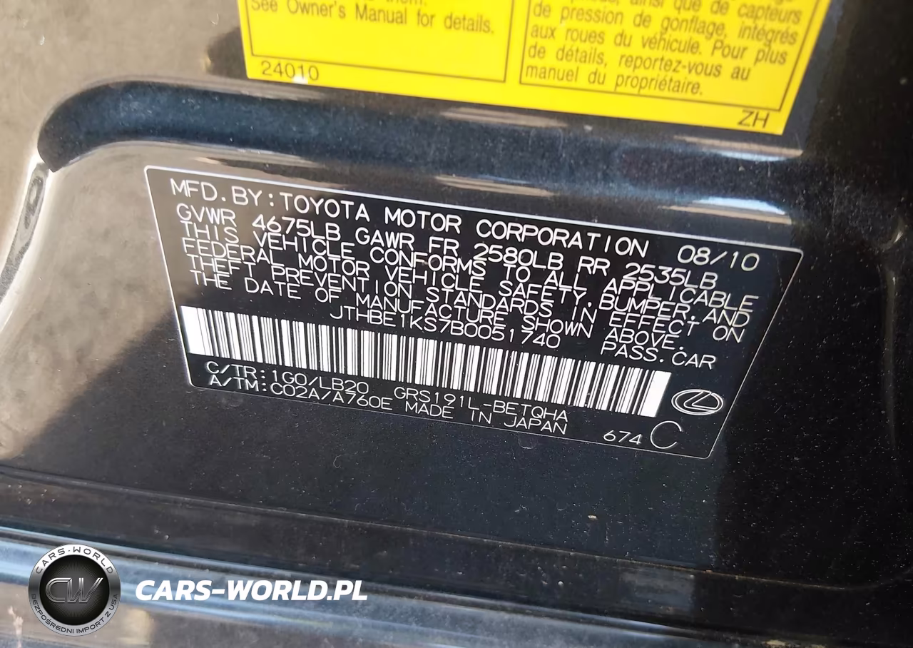 2011 Lexus Gs 350 VIN:JTHBE1KS7B0051740 - 9