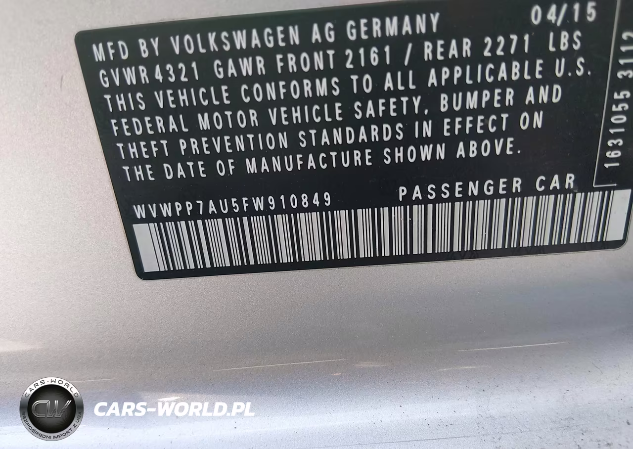 2015 Volkswagen E-Golf Sel Premium VIN:WVWPP7AU5FW910849 - 9