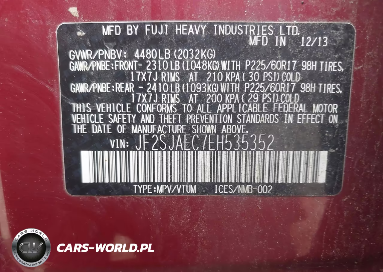 2014 Subaru Forester 2.5I Premium VIN:JF2SJAEC7EH535352 - 9
