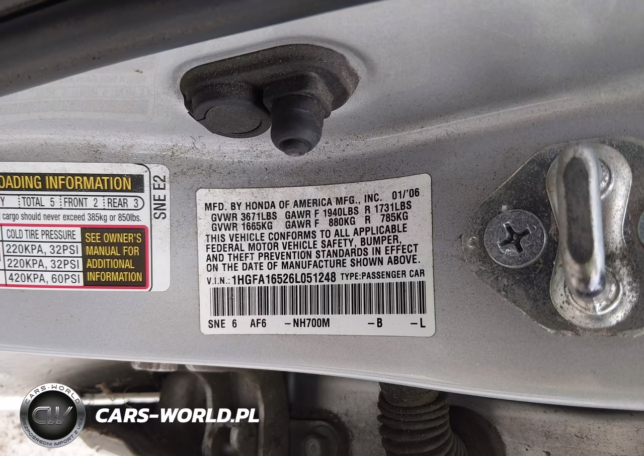 2006 Honda Civic Lx VIN:1HGFA16526L051248 - 9