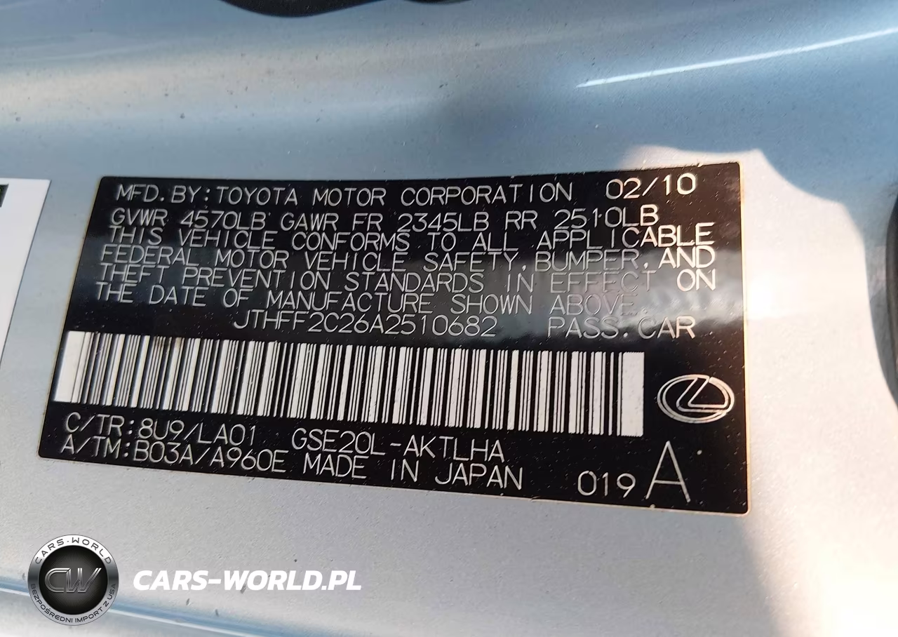LEXUS IS 250 VIN:JTHFF2C26A2510682 - 9