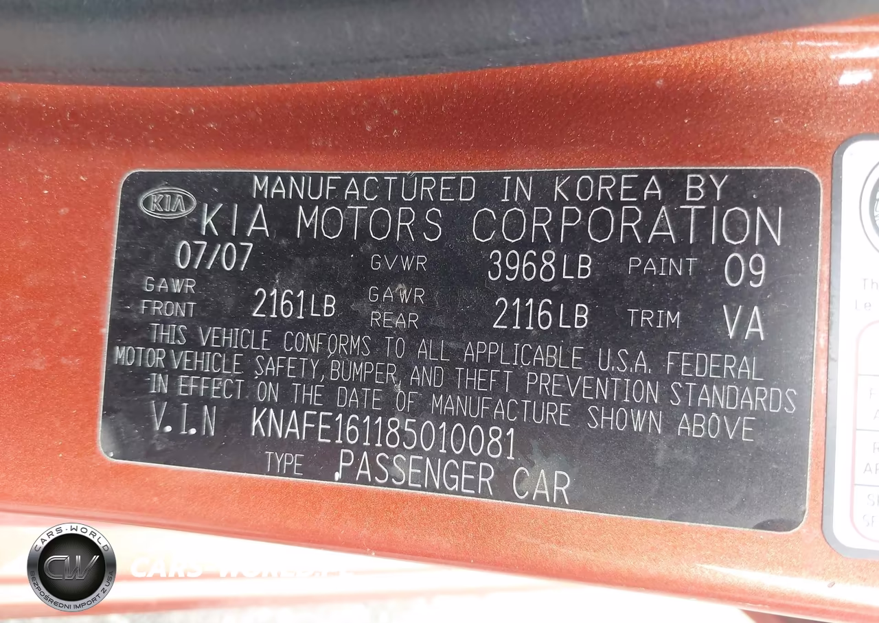 2008 Kia Spectra5 Sx VIN:KNAFE161185010081 - 9