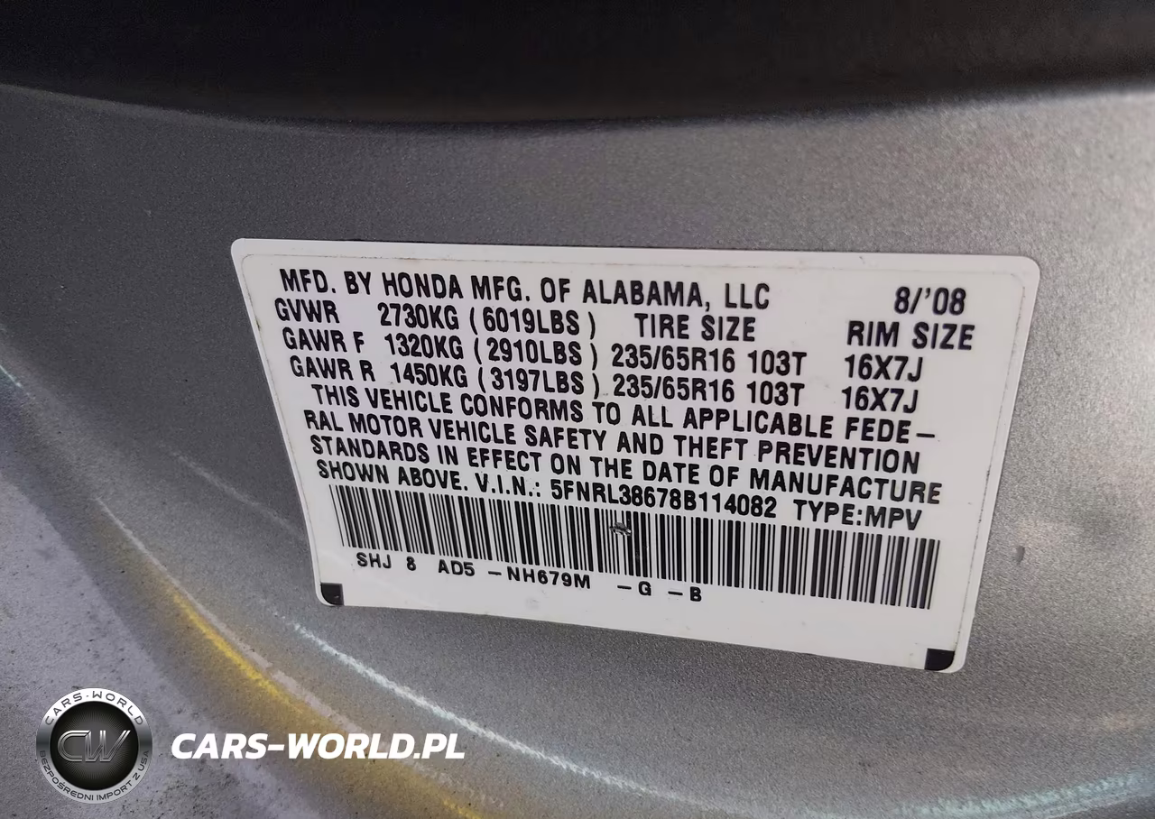 2008 Honda Odyssey Ex-L VIN:5FNRL38678B114082 - 9