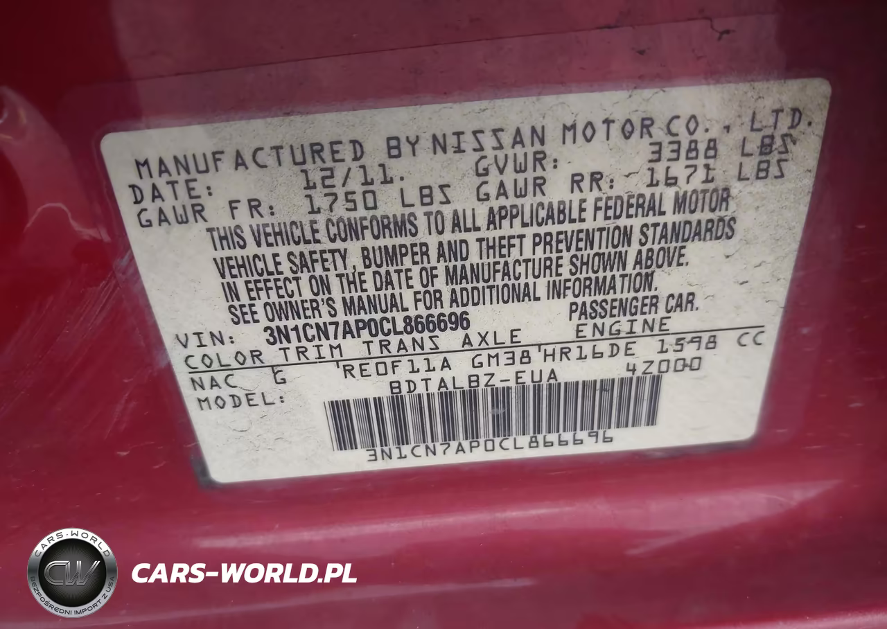 2012 Nissan Versa 1.6 Sv VIN:3N1CN7AP0CL866696 - 9
