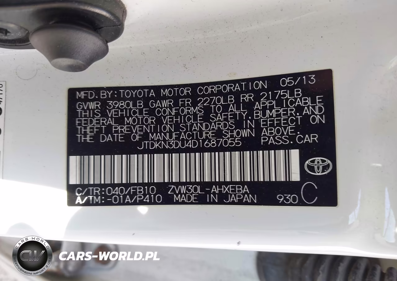 2013 Toyota Prius Two VIN:JTDKN3DU4D1687055 - 9