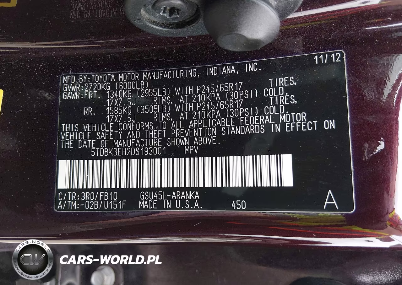 2013 Toyota Highlander Base V6 VIN:5TDBK3EH2DS193001 - 9