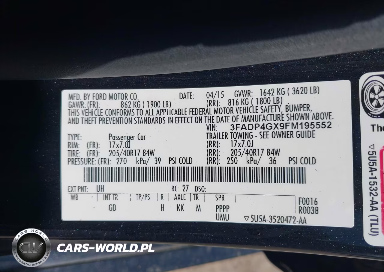 2015 Ford Fiesta St VIN:3FADP4GX9FM195552 - 9