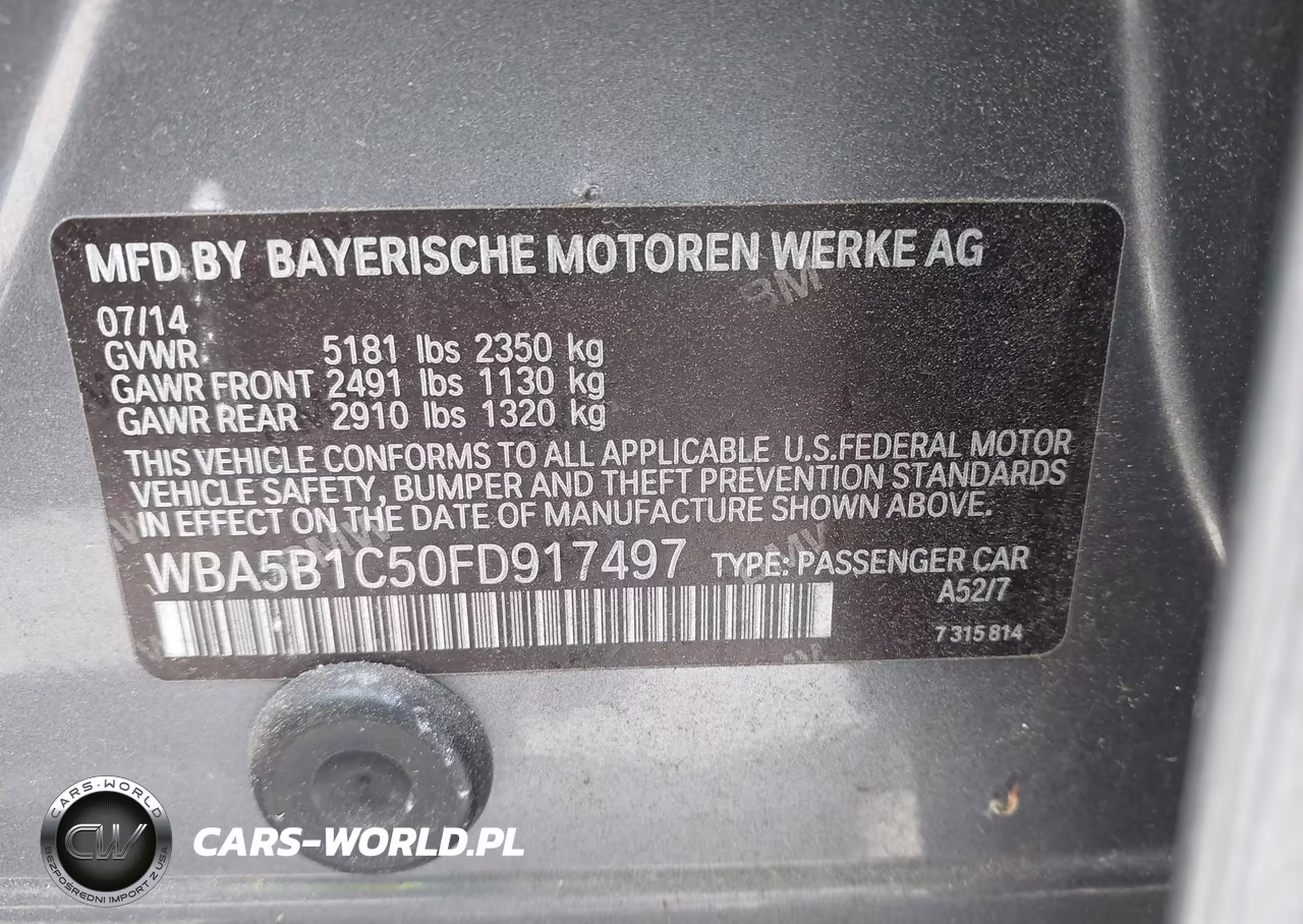 2015 BMW 535I VIN:WBA5B1C50FD917497 - 9