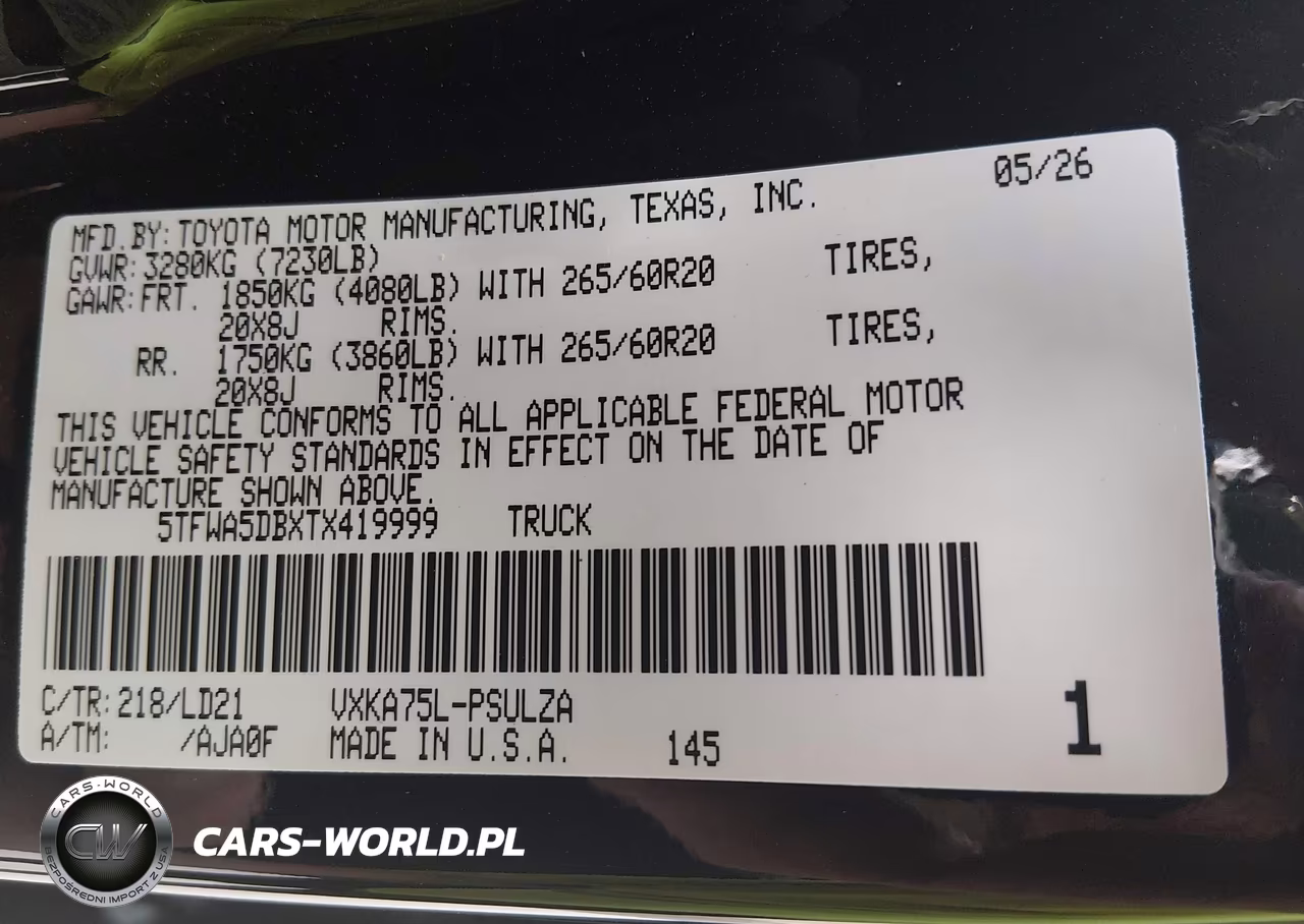 2026 Toyota Tundra Limited Crewmax 5.5' Bed VIN:5TFWA5DBXTX419999 - 9