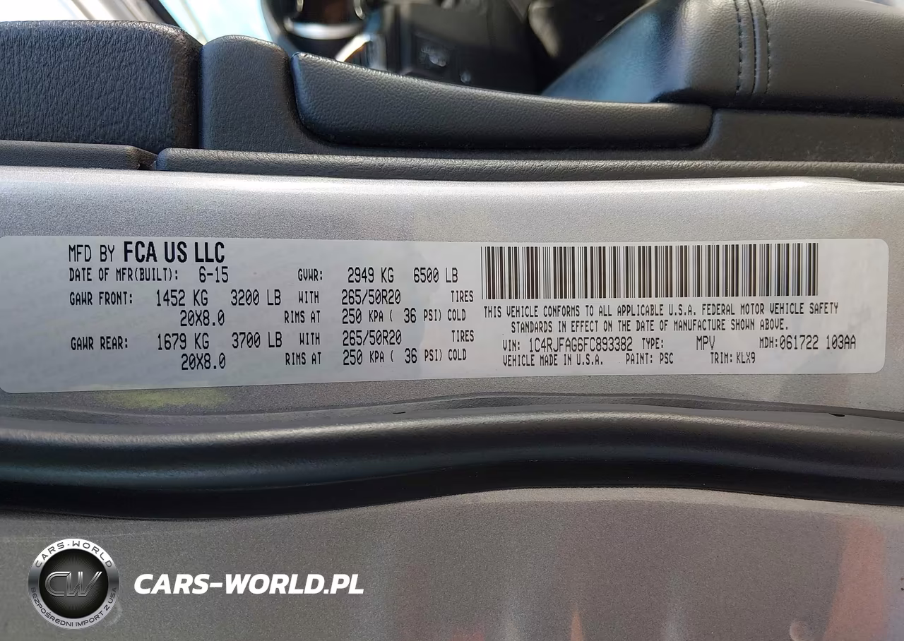 2015 Jeep Grand Cherokee Altitude VIN:1C4RJFAG6FC893382 - 9
