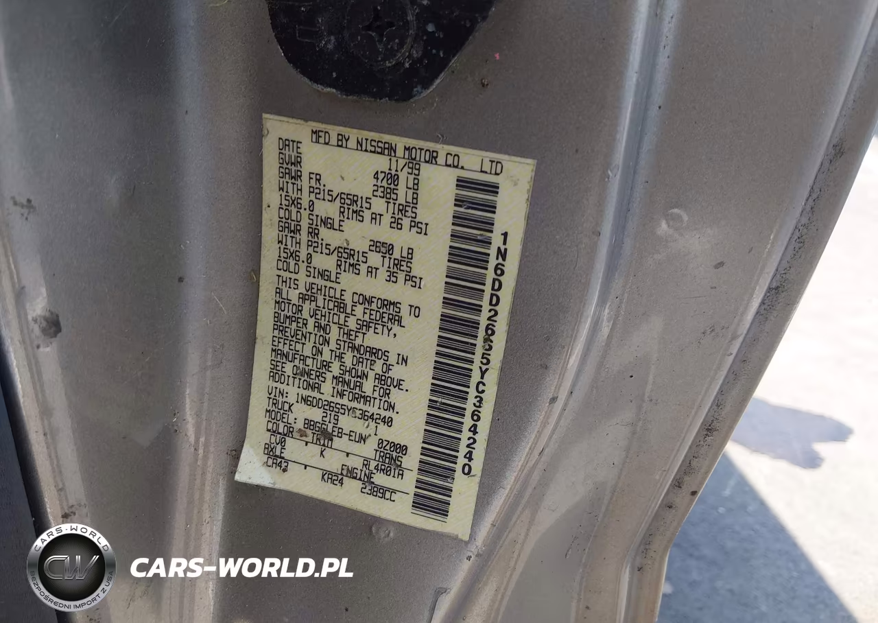 2000 Nissan Frontier Xe VIN:1N6DD26S5YC364240 - 9
