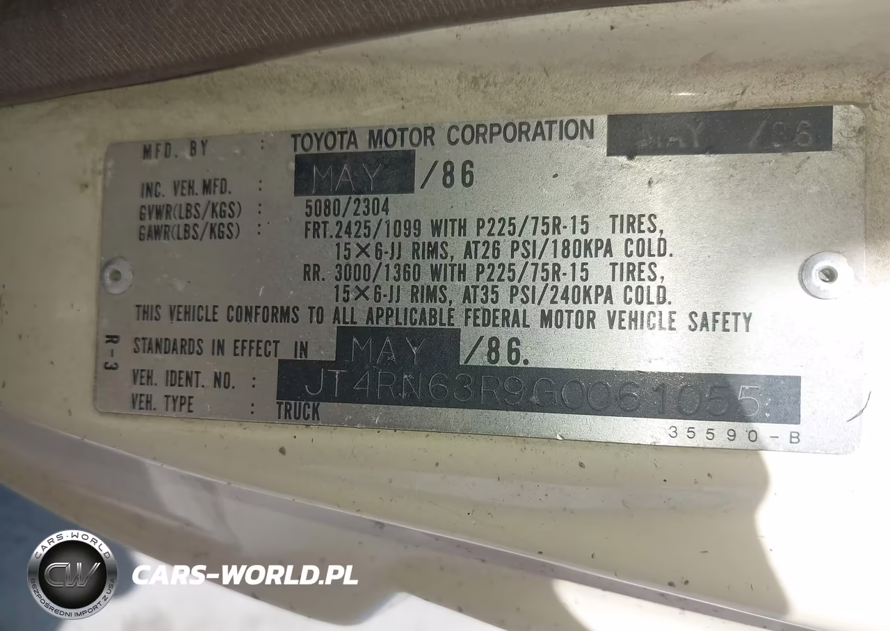 1986 Toyota Pickup Rn63 Std VIN:JT4RN63R9G0061055 - 9