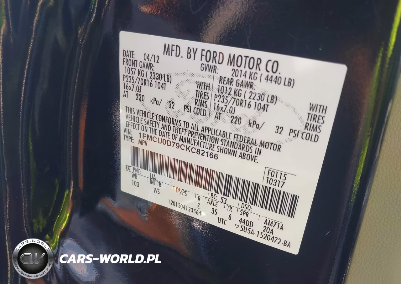 2012 Ford Escape Xlt VIN:1FMCU0D79CKC82166 - 9