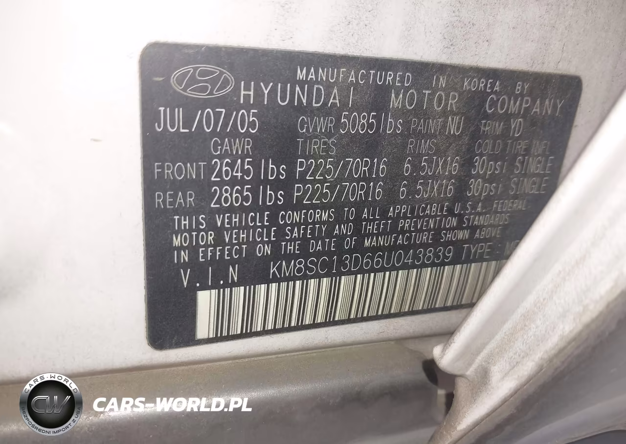 2006 Hyundai Santa Fe Gls VIN:KM8SC13D66U043839 - 9