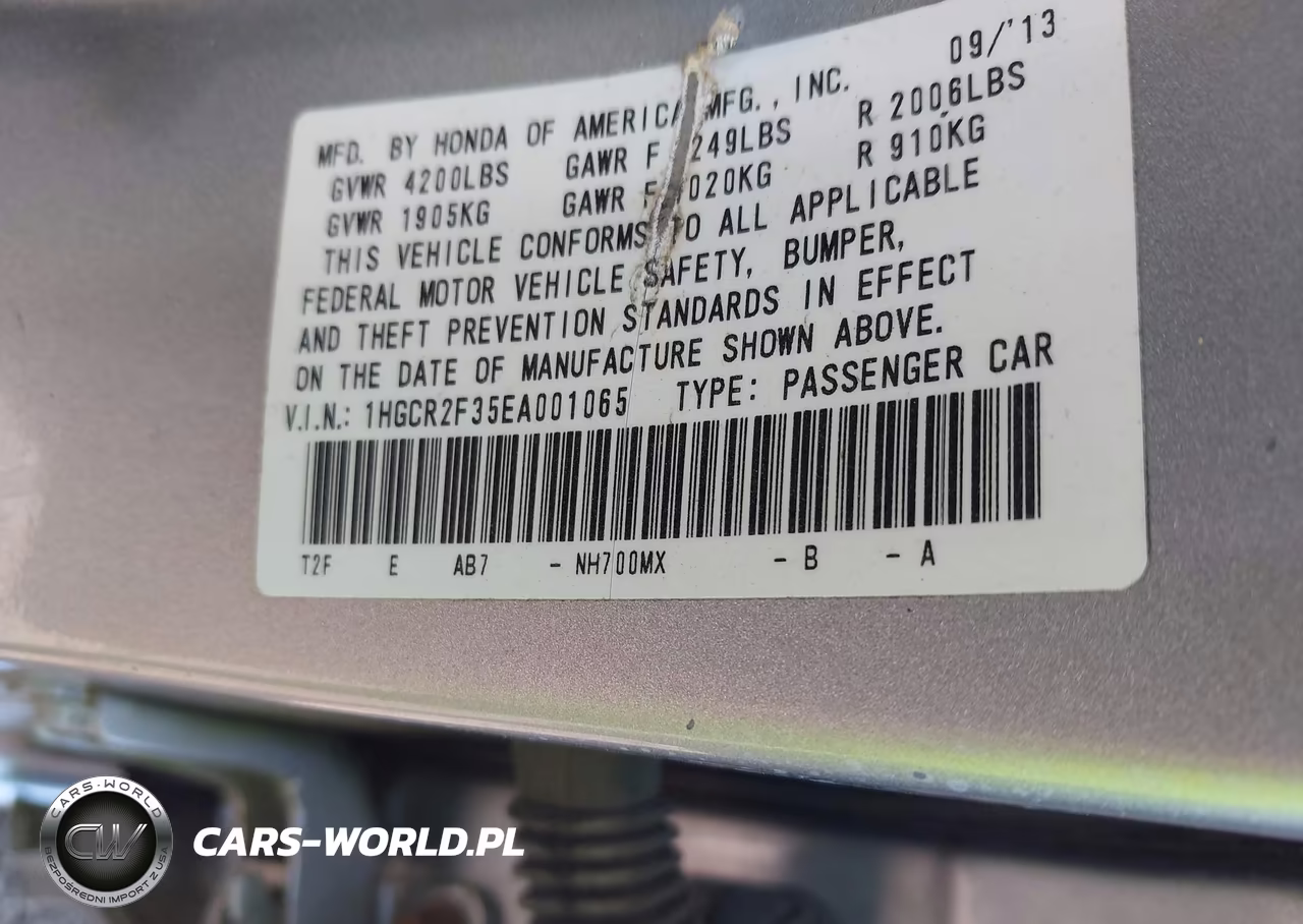 2014 Honda Accord Lx VIN:1HGCR2F35EA001065 - 9