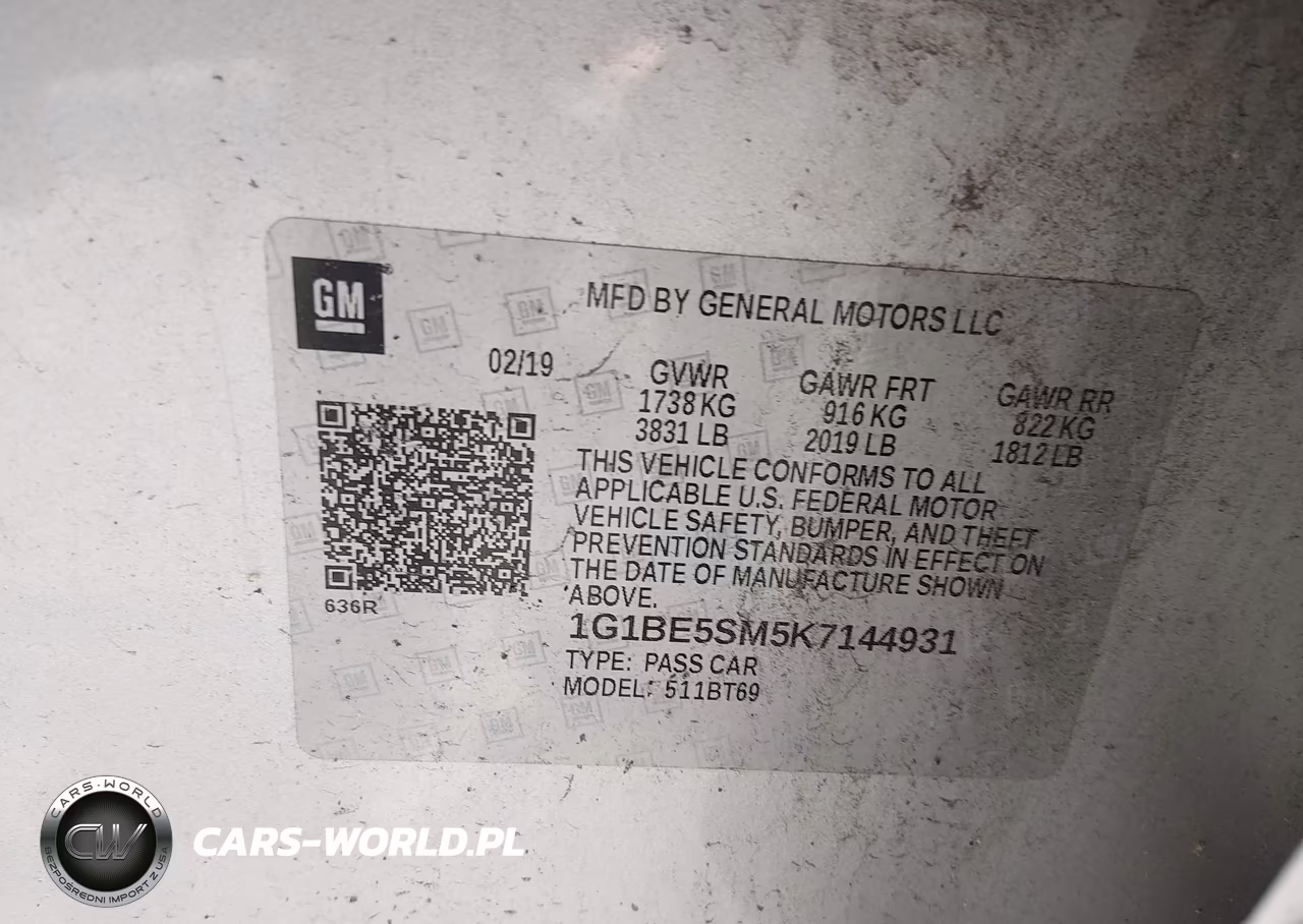 2019 Chevrolet Cruze Lt VIN:1G1BE5SM5K7144931 - 9