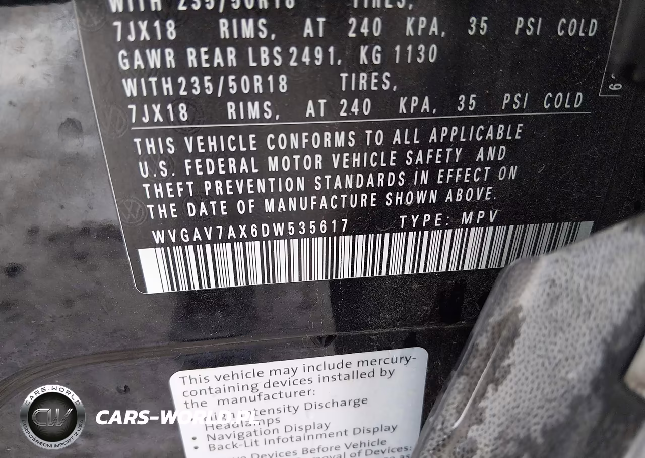 2013 Volkswagen Tiguan Se VIN:WVGAV7AX6DW535617 - 9