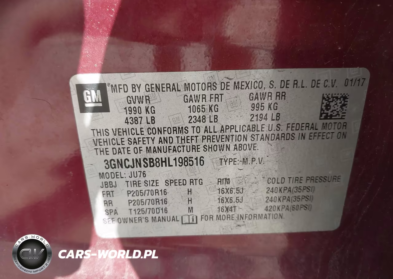 2017 Chevrolet Trax Ls VIN:3GNCJNSB8HL198516 - 9