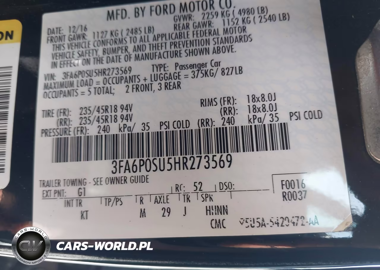 2017 Ford Fusion Energi Titanium VIN:3FA6P0SU5HR273569 - 9