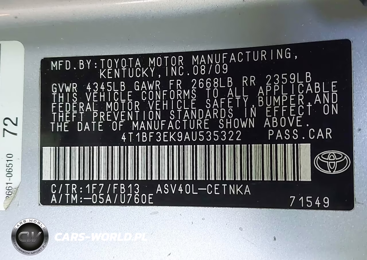 2010 Toyota Camry Le VIN:4T1BF3EK9AU535322 - 9