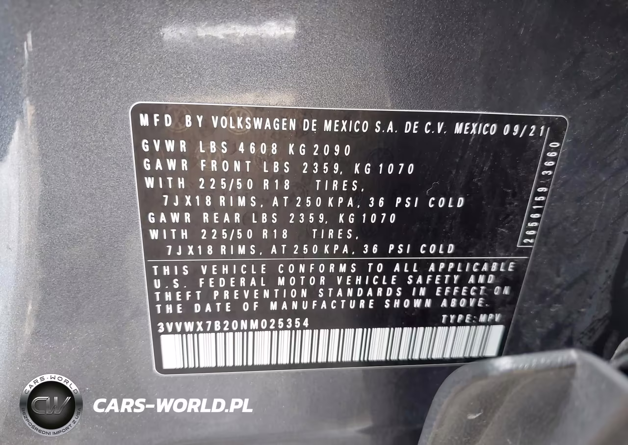 2022 Volkswagen Taos 1.5T Se VIN:3VVWX7B20NM025354 - 9