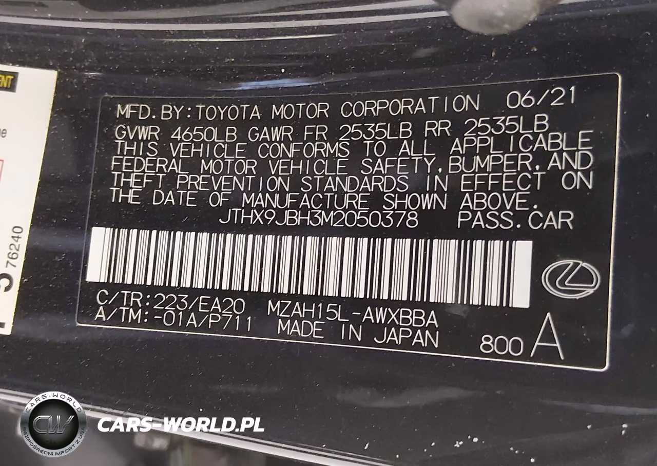 2021 Lexus Ux 250H VIN:JTHX9JBH3M2050378 - 9