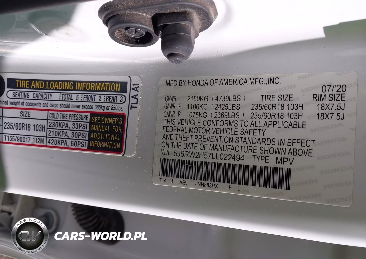 2020 Honda Cr-V Awd Ex VIN:5J6RW2H57LL022494 - 9
