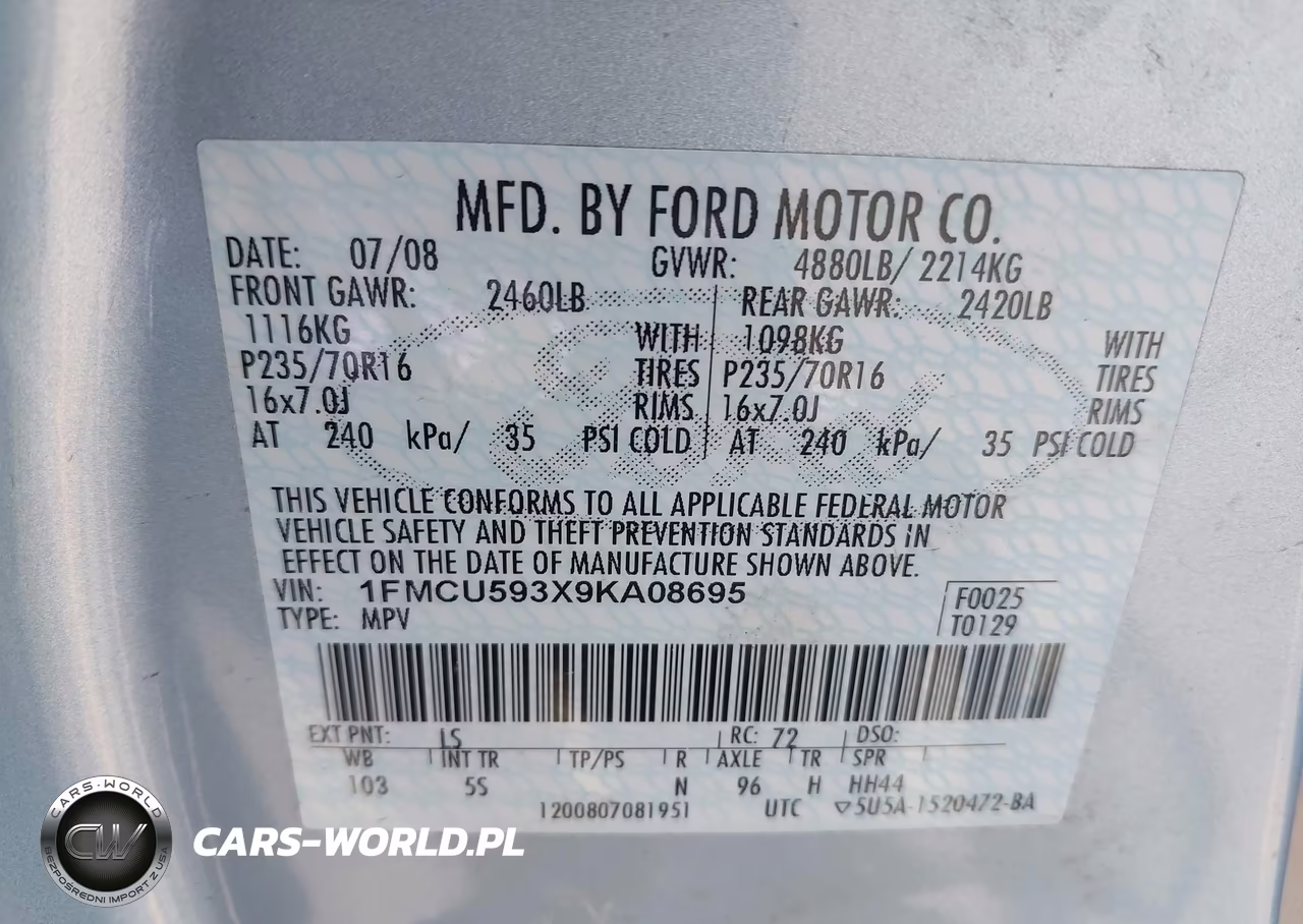 2009 Ford Escape Hybrid Limited VIN:1FMCU593X9KA08695 - 9