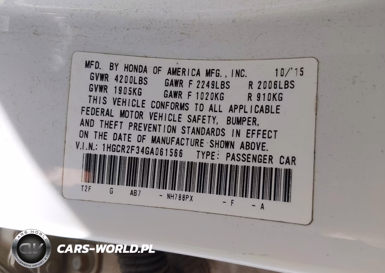 2016 Honda Accord Lx VIN:1HGCR2F34GA061566 - 9