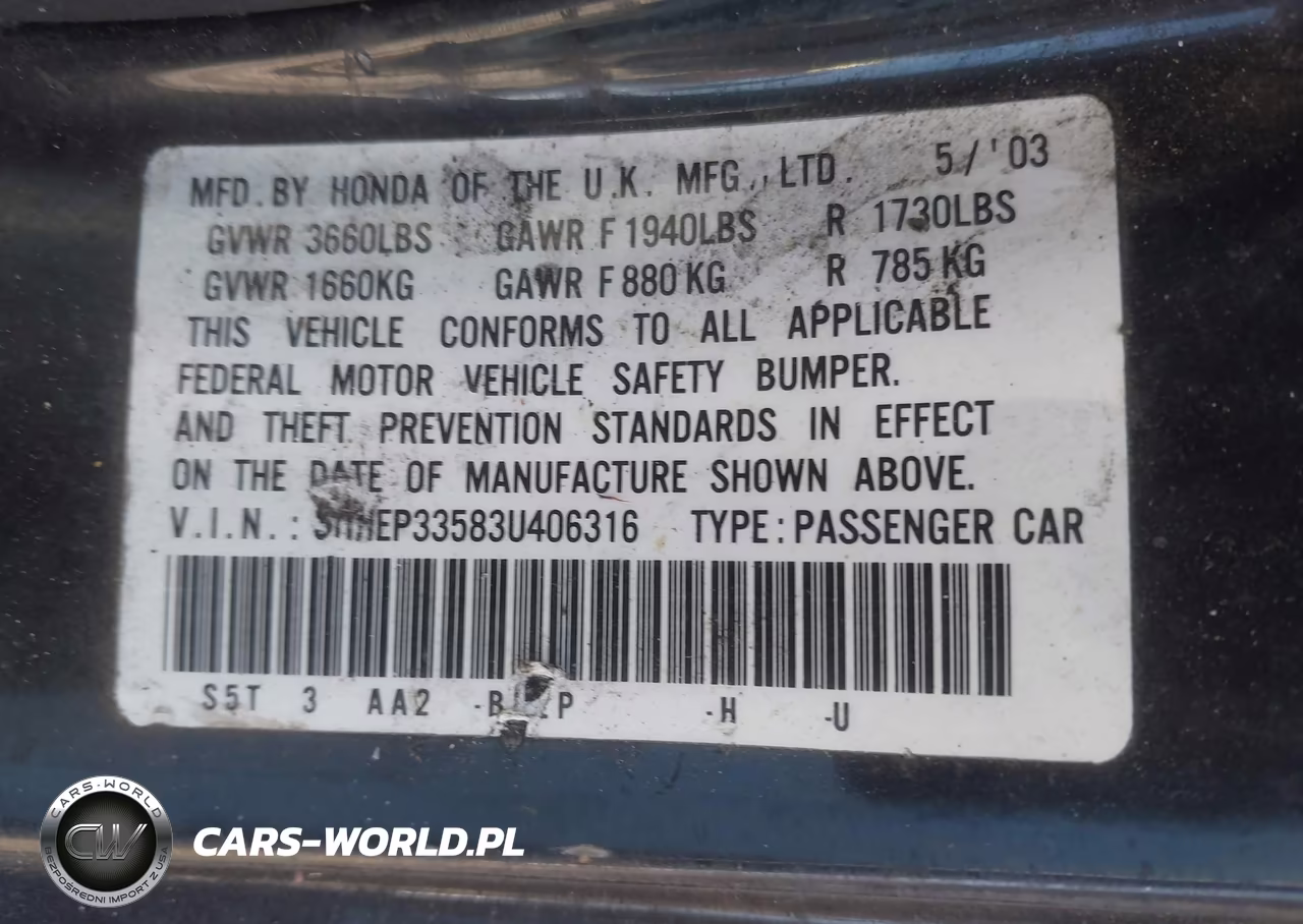 2003 Honda Civic Si VIN:SHHEP33583U406316 - 9
