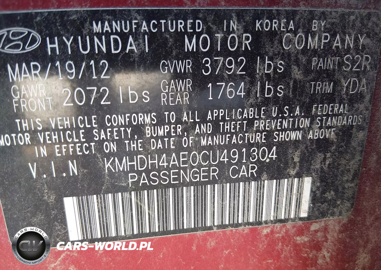 2012 Hyundai Elantra Limited (Ulsan Plant) VIN:KMHDH4AE0CU491304 - 9