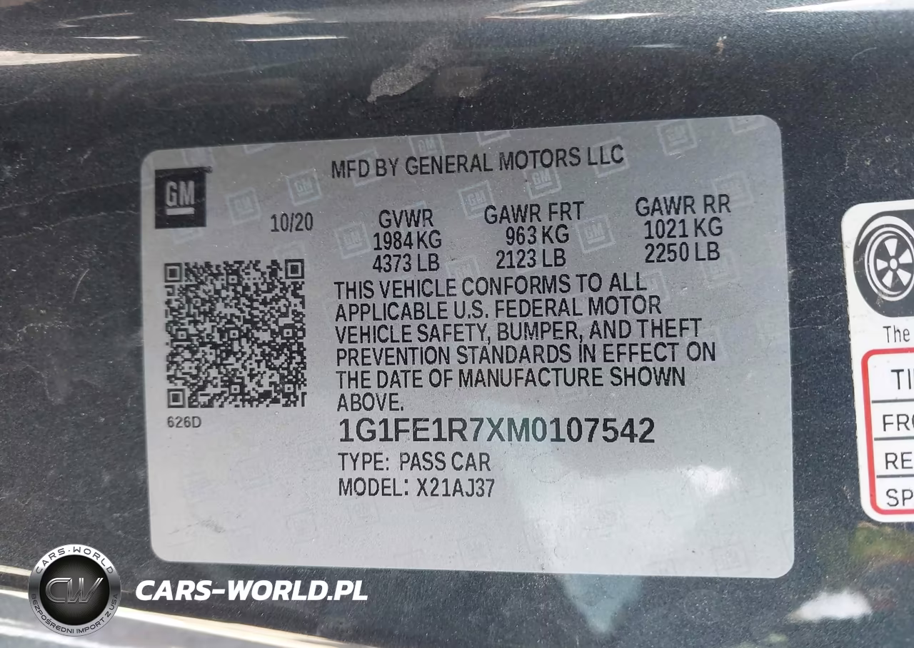 2021 Chevrolet Camaro VIN:1G1FE1R7XM0107542 - 9