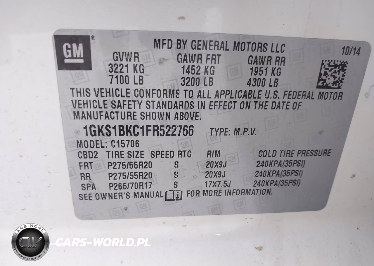 2015 GMC Yukon Slt VIN:1GKS1BKC1FR522766 - 9