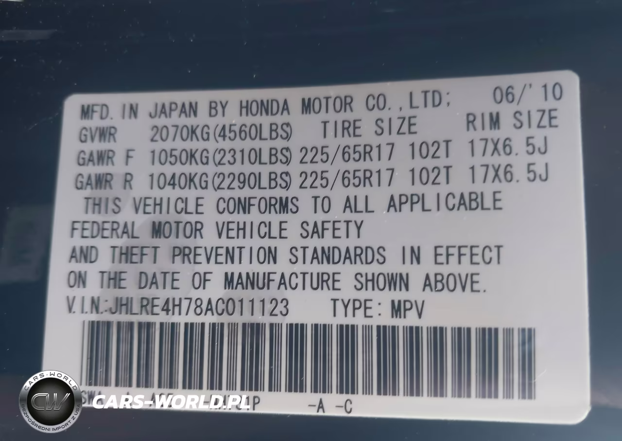 2010 Honda Cr-V Ex-L VIN:JHLRE4H78AC011123 - 9