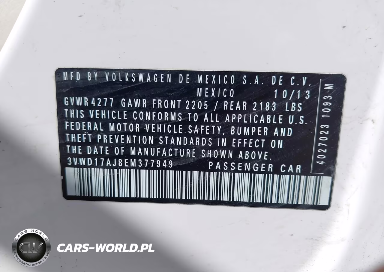 2014 Volkswagen Jetta 1.8T Se VIN:3VWD17AJ8EM377949 - 9
