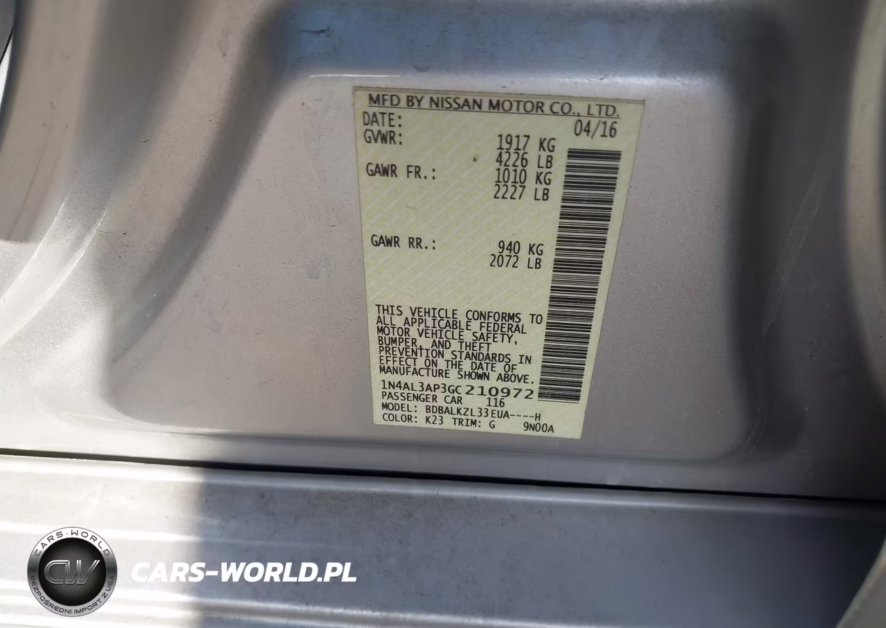 2016 Nissan Altima 2.5 Sv VIN:1N4AL3AP3GC210972 - 7
