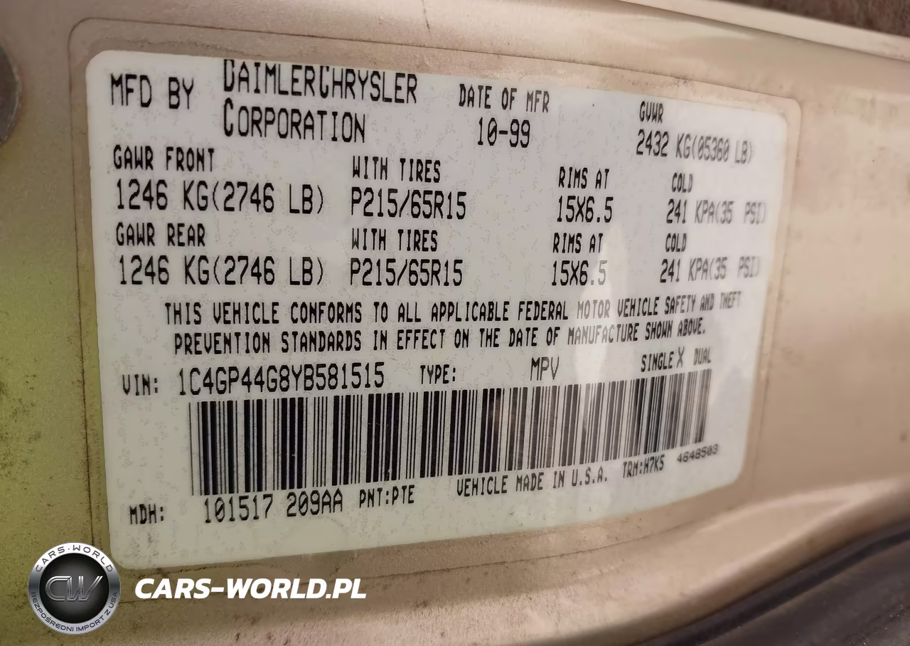 2000 Chrysler Town & Country Lx VIN:1C4GP44G8YB581515 - 9
